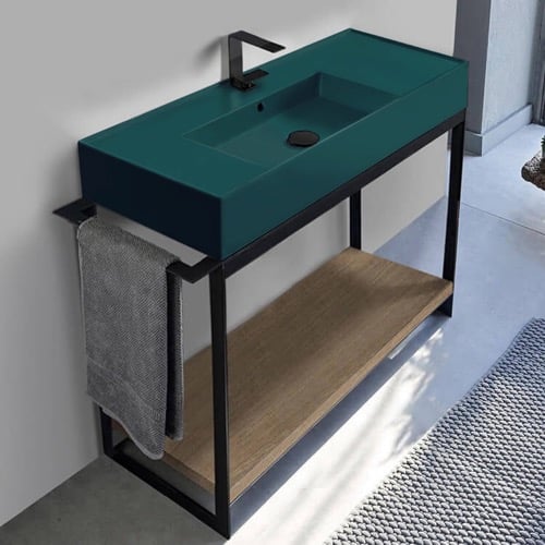 Modern  Console Vanity, Green Ceramic Sink, 43 Inch Scarabeo 5124-55-SOL2-89